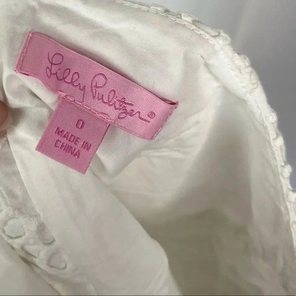 Lilly Pulitzer White Tate Eyelet Lace Scallop Edge Mini Skirt 0 - Picture 5 of 5